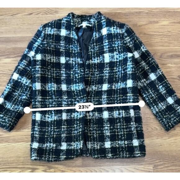 Veronica Beard Black wool Blend Crispin Tweed boxy oversized Coat size 10 - Picture 9 of 14